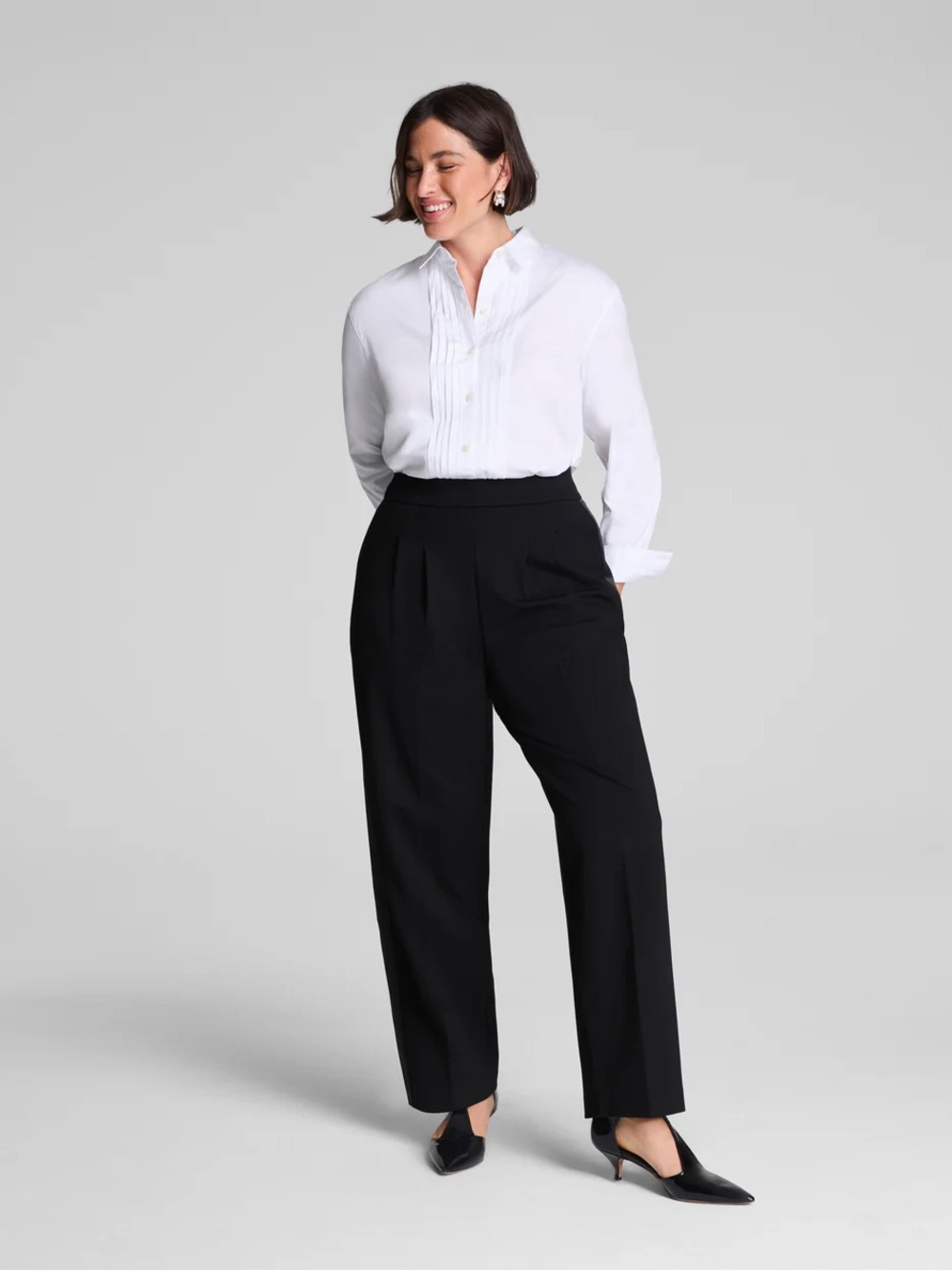NWT SPANX Supersmooth Black High-Rise Wide-Leg Cropped Trousers